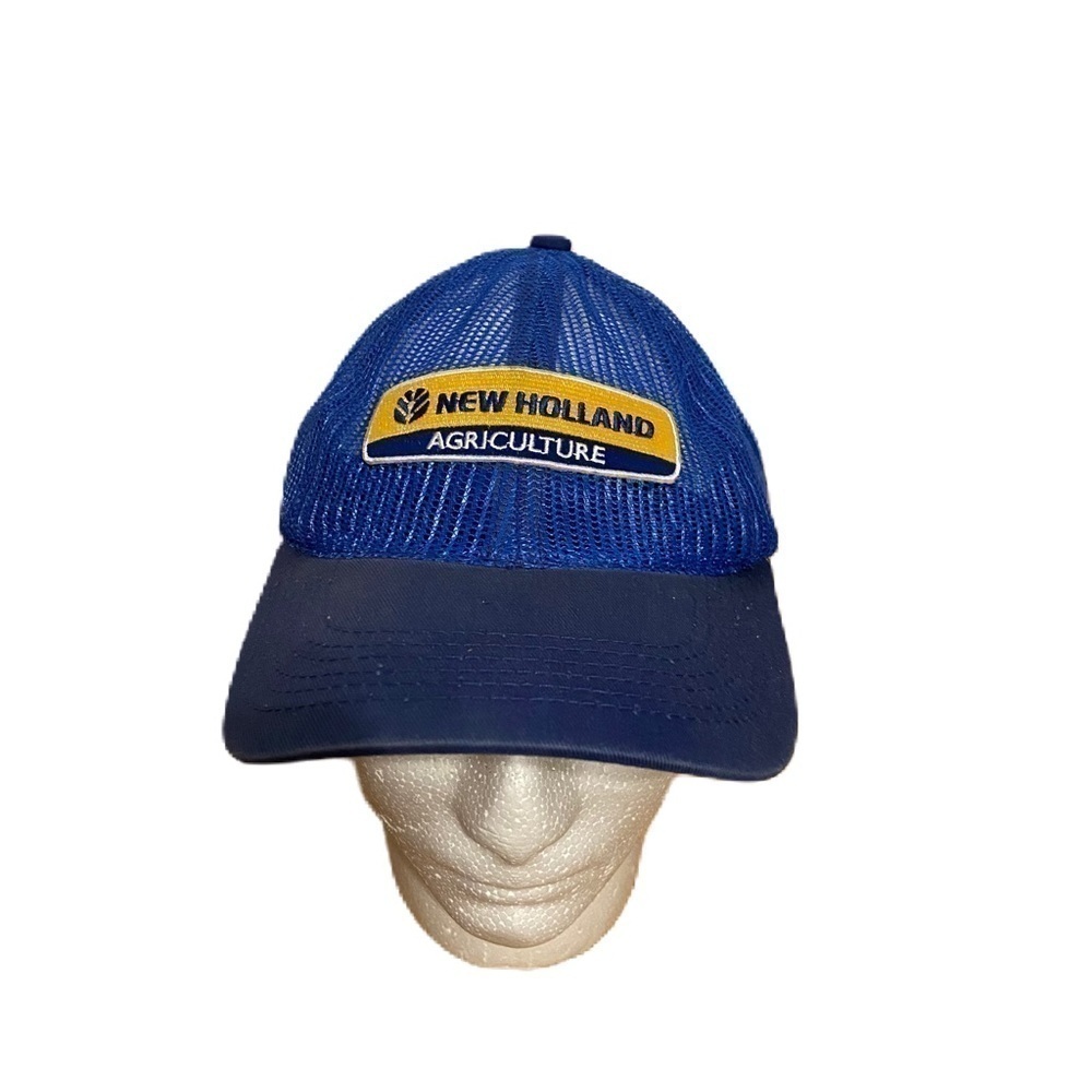 Vintage New Holland Full Mesh SnapBack Hat K Products Trucker Farming Blue
